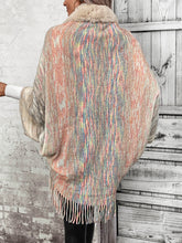 Open Front Fringe Hem Poncho Fashion Sweater